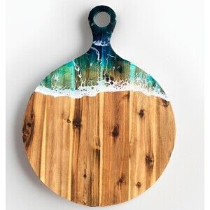 X-large Acacia/Resin charcuterie cheese bread board with handle 22.5” x 17”